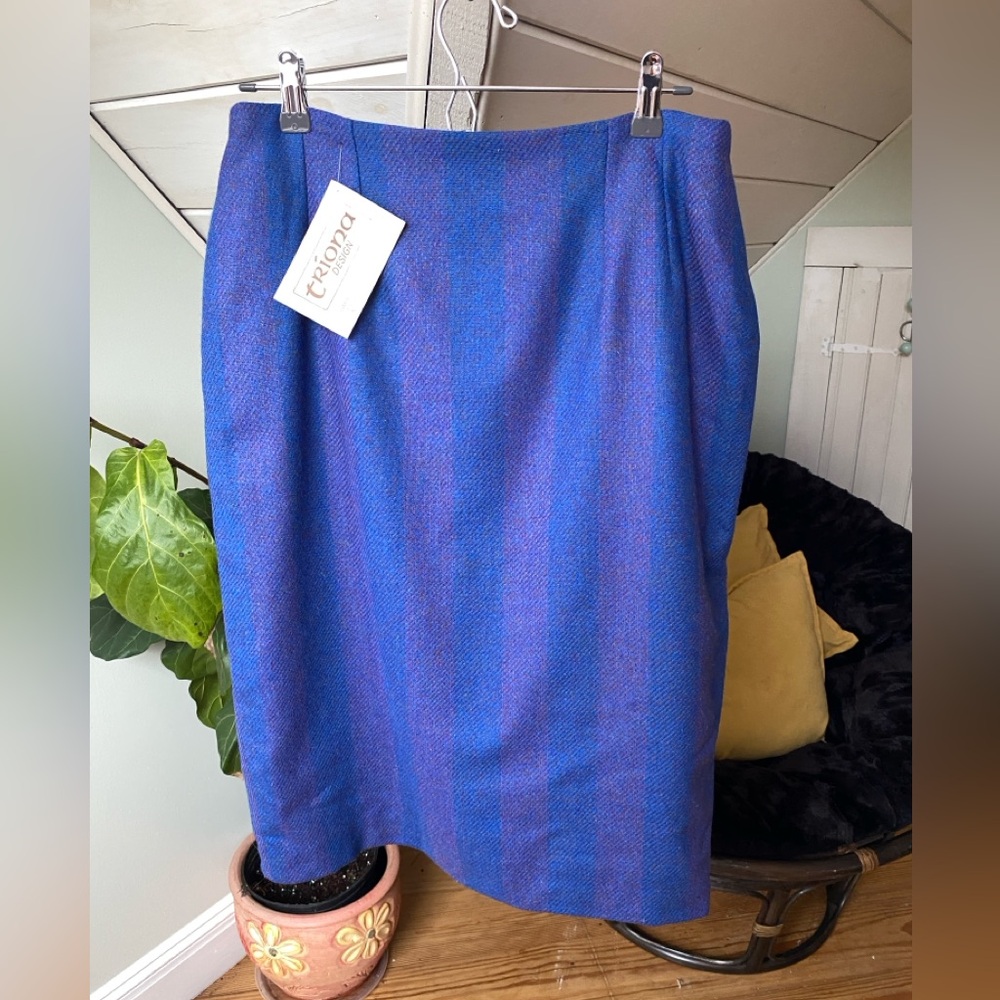 NWT Triona Design Donegal Wool Tweed Pencil Skirt UK 18 Blue Purple - Picture 5 of 13